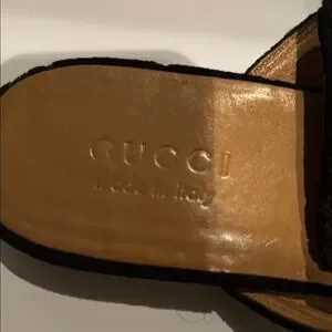 Gucci | Shoes | Gucci Black And Gold Mules Luxurious Design  display picture 3